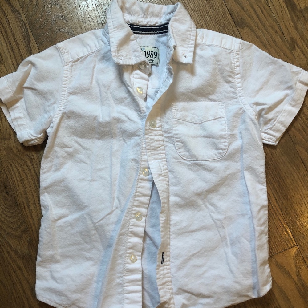 White Short Sleeve Button Down - 3T